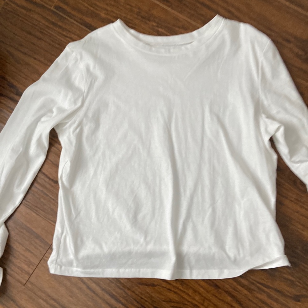 Juniors White Long Sleeve Top
